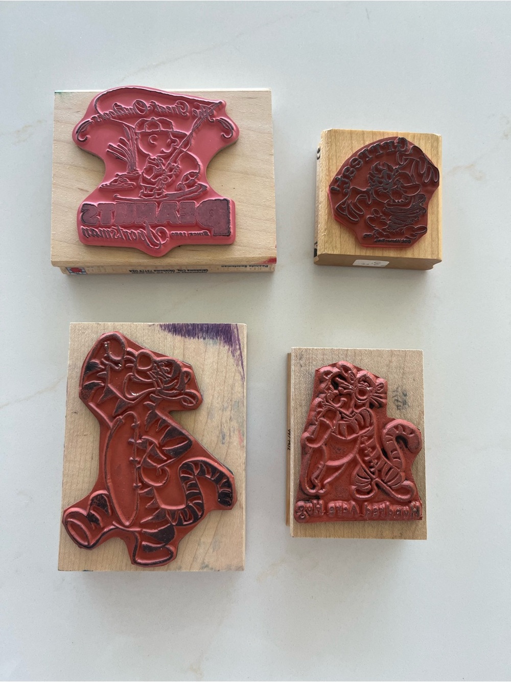 Charlie Brown, Tigger, Winnie the Pooh, and Taz Wooden Stamp Set - Picture 2 of 2